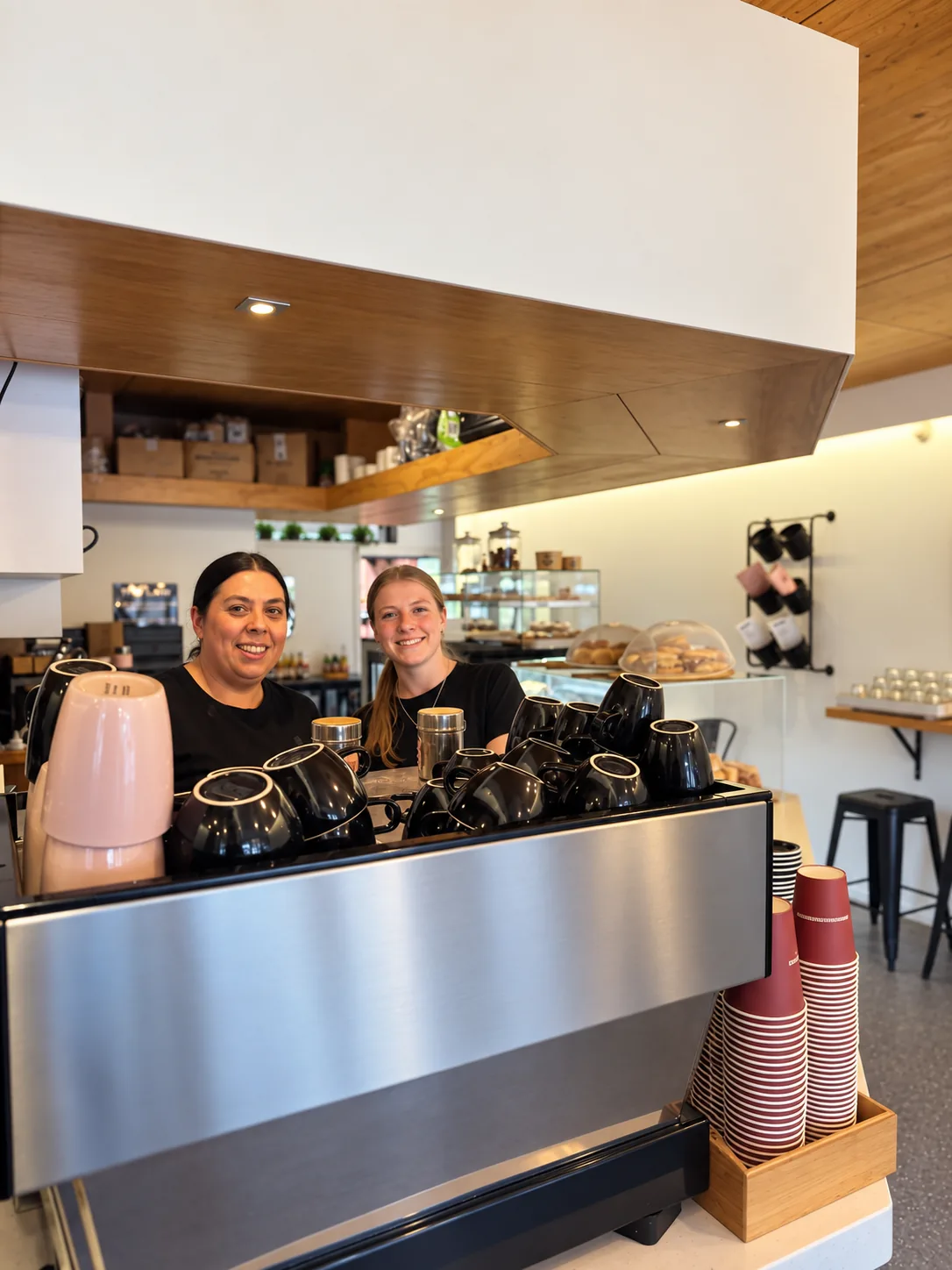 The Food Room team behind the coffee machine