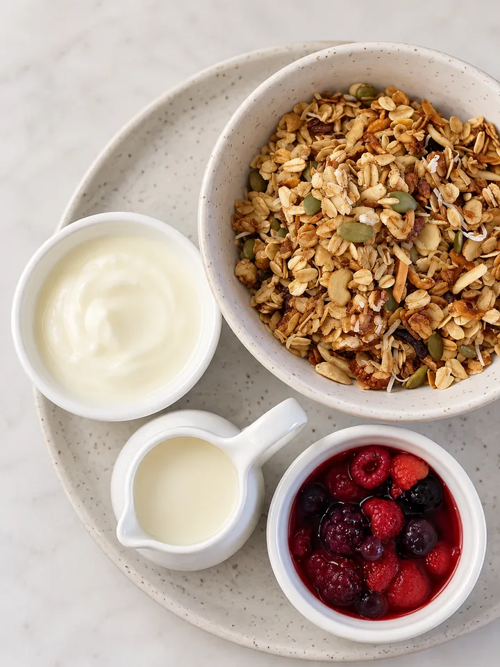 Granola with yoghurt and berries at The Food Room